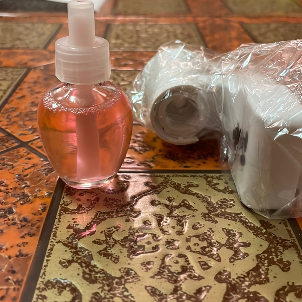 Homemade cotton candy smelling wall freshener with the plug in to go with it